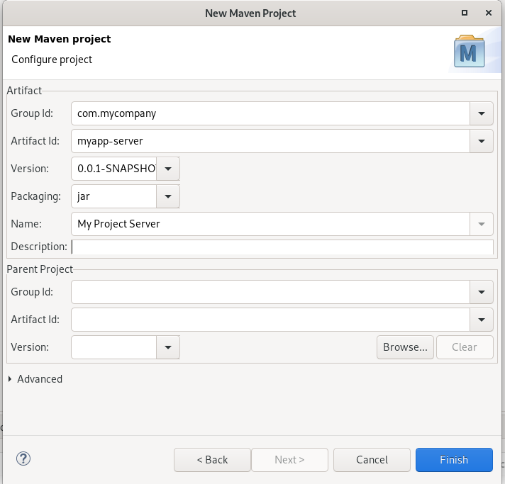 eclipse new maven project no parent