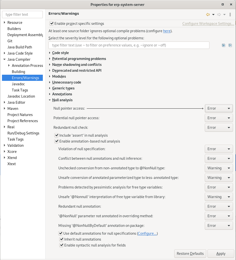 eclipse nullability settings