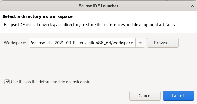 eclipse workspace selection