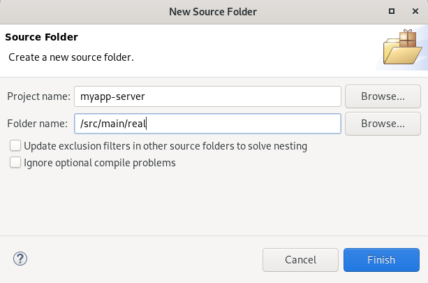 eclise create real folder