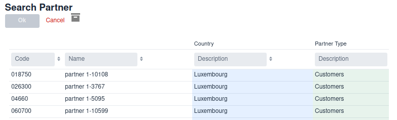 partner select by country result