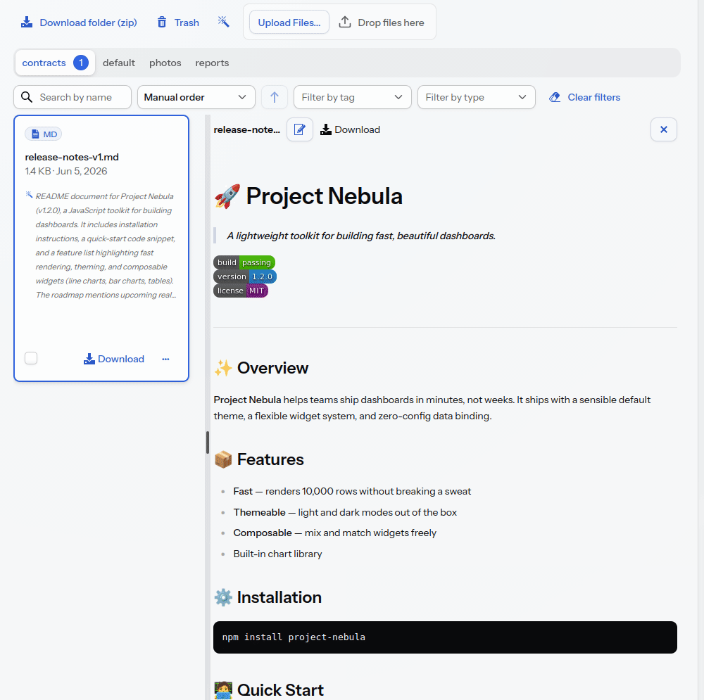 De assistent bewerkt een Markdown-bestand