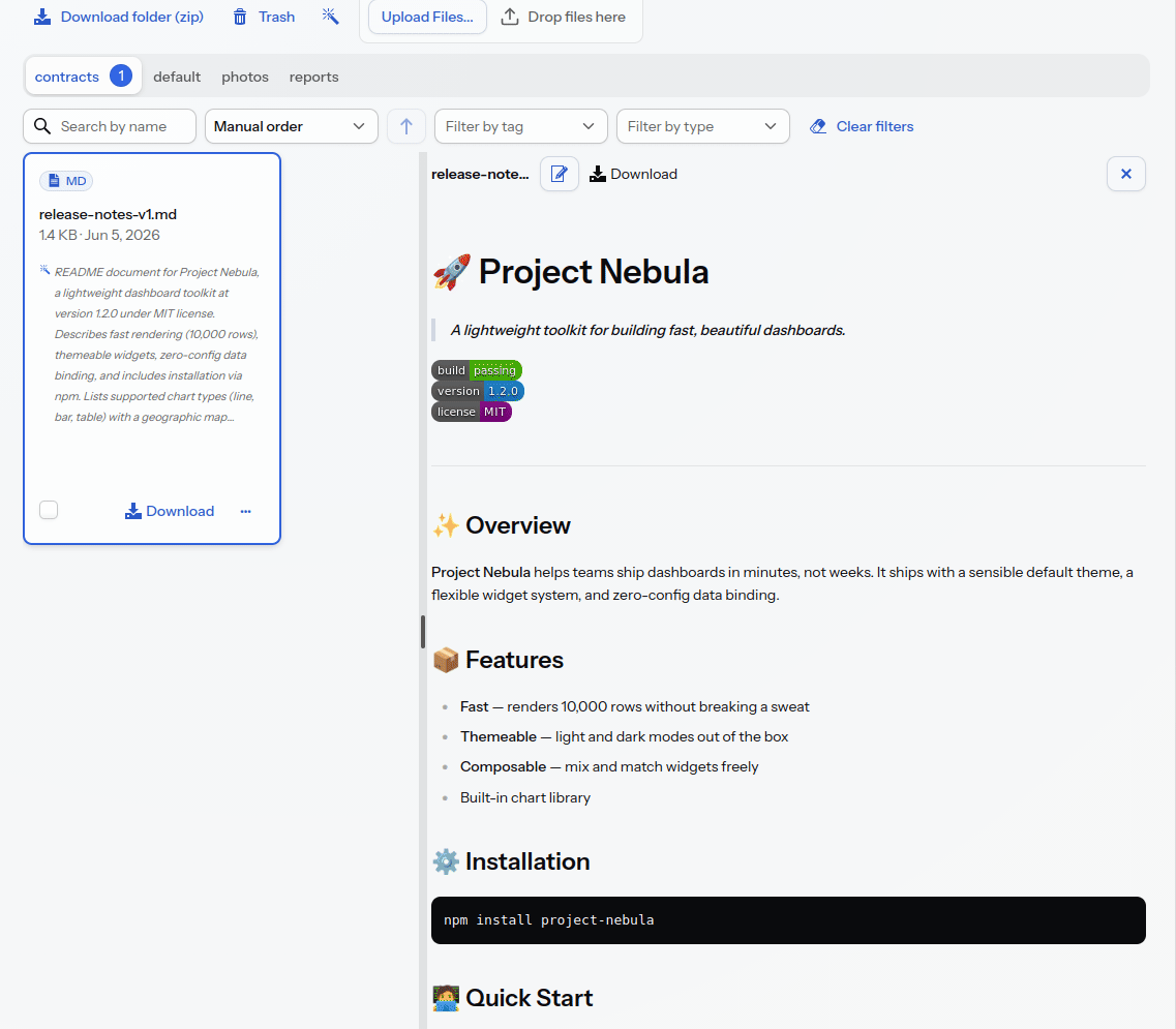De assistent vertaalt een Markdown-bestand
